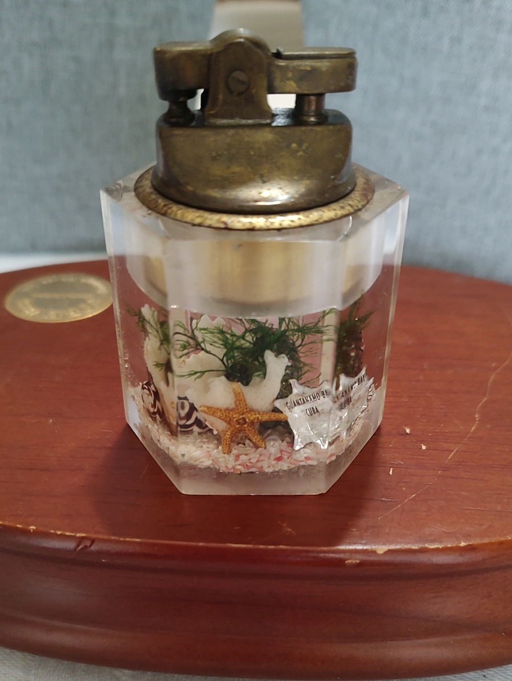 Vintage Lucite Octagon Table Lighter From 1950s